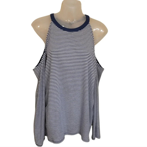 LOFT cold shoulder striped top size M - Picture 2 of 9